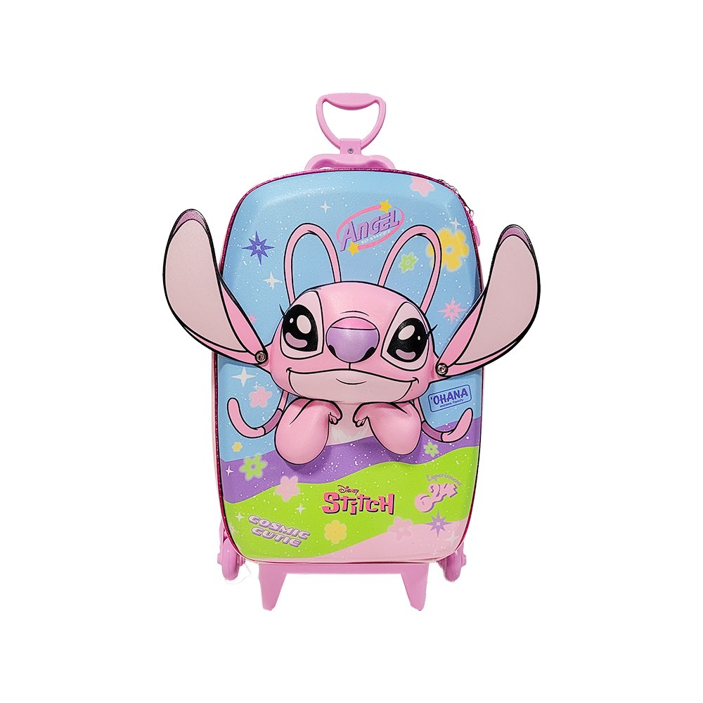 Mala Mochila Infantil Angel Stitch 3D com Rodinhas - Azul Mala Mochila Infantil Angel Stitch 3D com Rodinhas - Azul