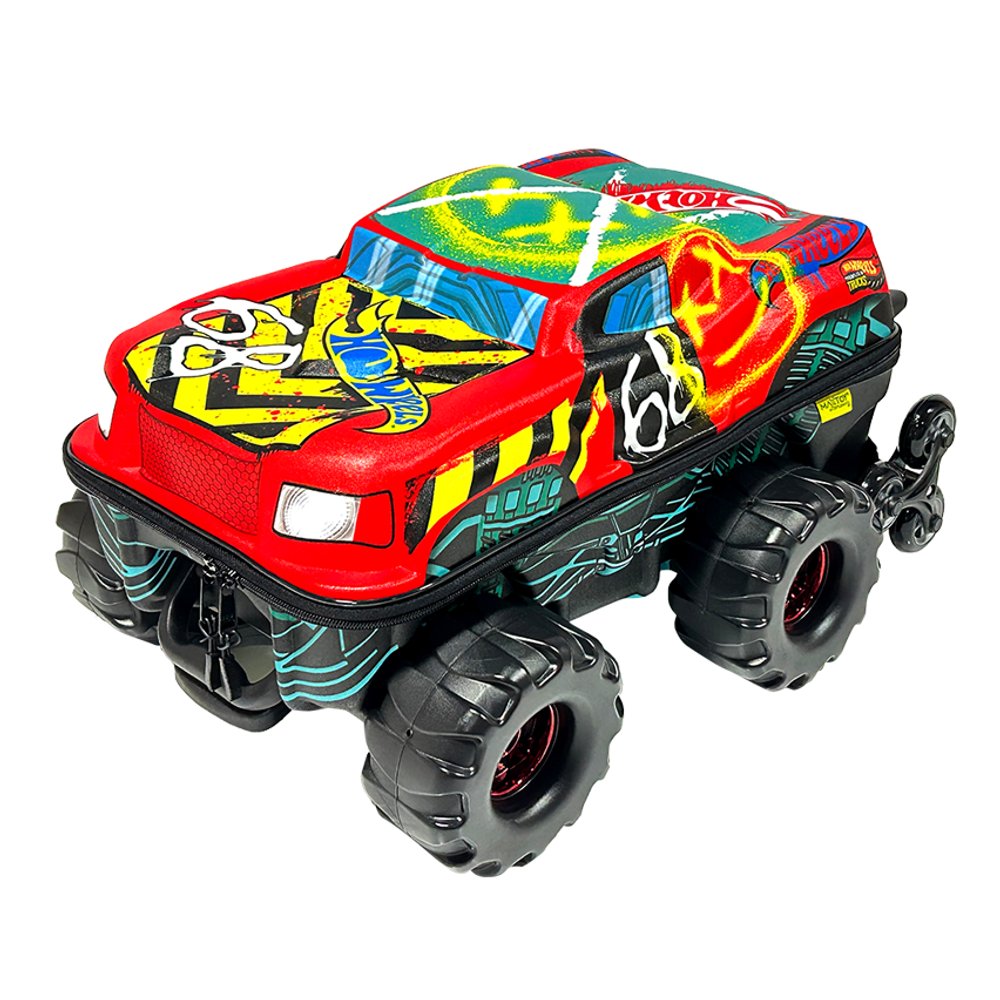 Mala Infantil Hot Wheels Monster Truck 3D com Rodinhas - Multicolorida Mala Infantil Hot Wheels Monster Truck 3D com Rodinhas - Multicolorida