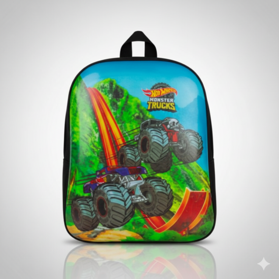 mochila infantil hot wheels monster trucks tamanho p escola
