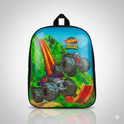 mochila infantil hot wheels monster trucks tamanho p escola