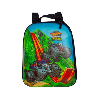 mochila infantil hot wheels monster trucks tamanho p multicolorida